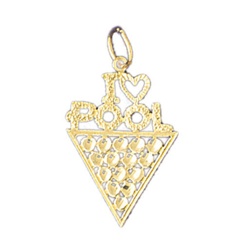 14K GOLD SAYING CHARM - I LOVE POOL #10803