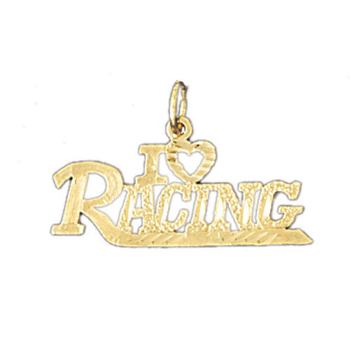 14K GOLD SAYING CHARM - I LOVE RACING #10790