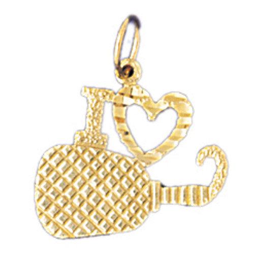 14K GOLD SAYING CHARM - I LOVE RACQUET #10837