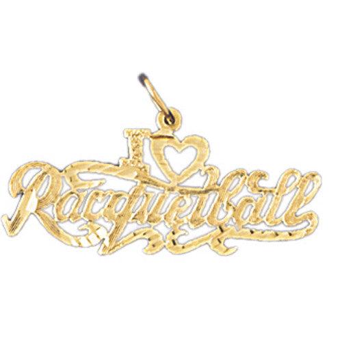 14K GOLD SAYING CHARM - I LOVE RACQUETBALL #10839