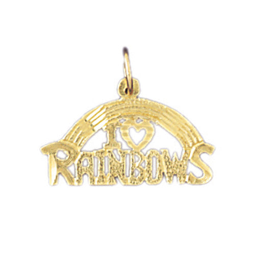 14K GOLD SAYING CHARM - I LOVE RAINBOWS #10781