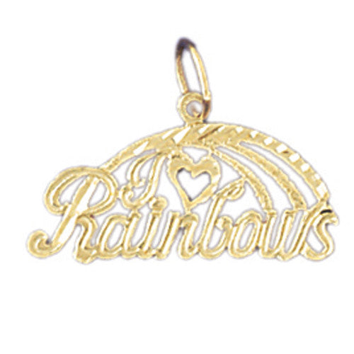 14K GOLD SAYING CHARM - I LOVE RAINBOWS #10782