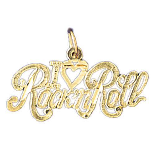 14K GOLD SAYING CHARM - I LOVE ROCK'NROLL #10811