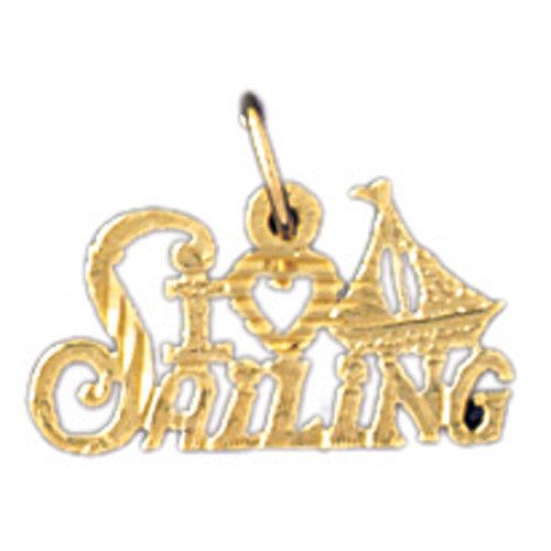 14K GOLD SAYING CHARM - I LOVE SAILING #10874