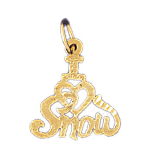 14K GOLD SAYING CHARM - I LOVE SNOW #10865