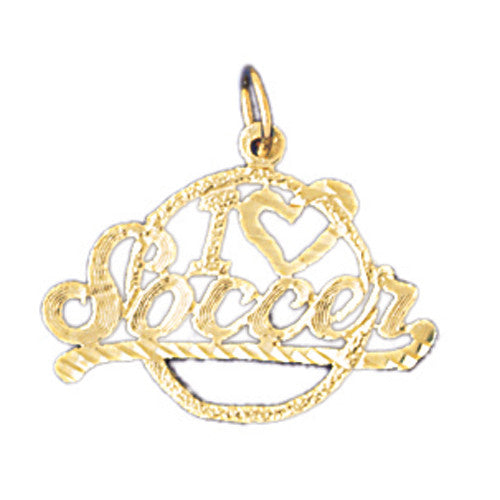 14K GOLD SAYING CHARM - I LOVE SOCCER #10844