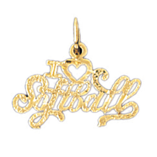 14K GOLD SAYING CHARM - I LOVE SOFTBALL #10840