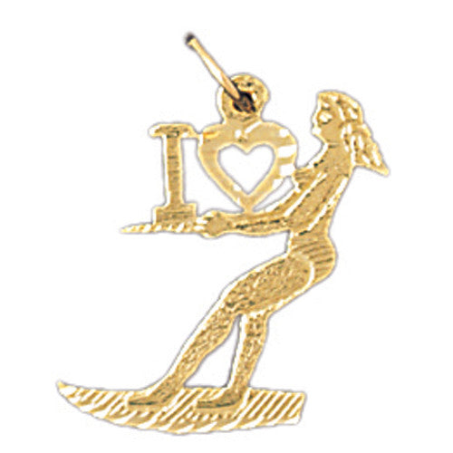14K GOLD SAYING CHARM - I LOVE SURFING #10868