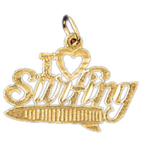 14K GOLD SAYING CHARM - I LOVE SURFING #10869