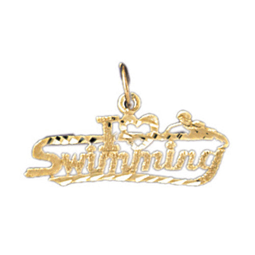 14K GOLD SAYING CHARM - I LOVE SWIMMING #10871