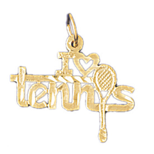 14K GOLD SAYING CHARM - I LOVE TENNIS #10833