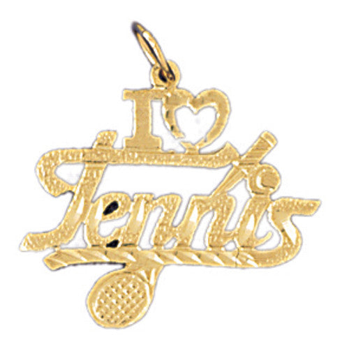 14K GOLD SAYING CHARM - I LOVE TENNIS #10834