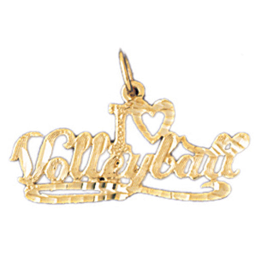 14K GOLD SAYING CHARM - I LOVE VOLLEYBALL #10838