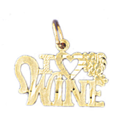 14K GOLD SAYING CHARM - I LOVE WINE #10826