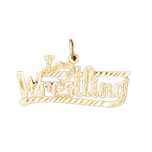 14K GOLD SAYING CHARM - I LOVE WRESTLING #10850