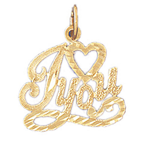 14K GOLD SAYING CHARM - I LOVE YOU #10196