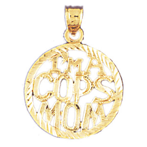 14K GOLD SAYING CHARM - I'M A COPS MOM #10926