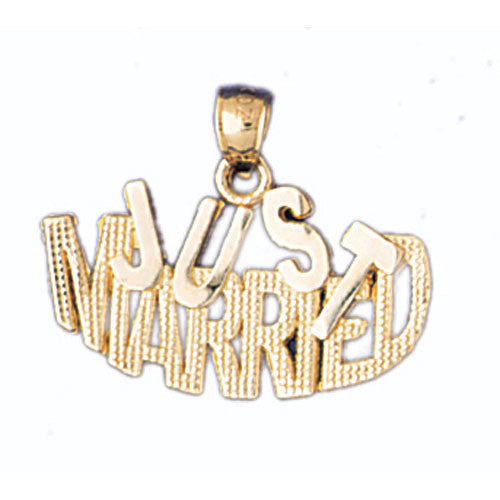 14K GOLD SAYING CHARM - JUST MARRIED #10550