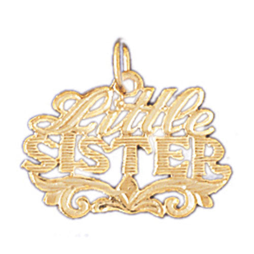 14K GOLD SAYING CHARM - LITTLE SISTER #9939
