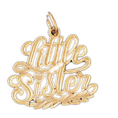 14K GOLD SAYING CHARM - LITTLE SISTER #9941
