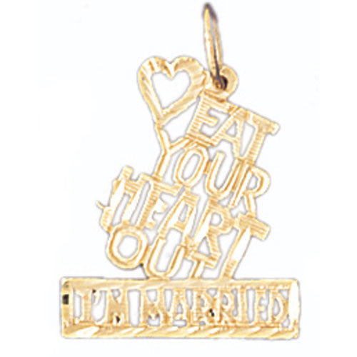 14K GOLD SAYING CHARM - LOVE EAT YOUR HEART OUT #10673
