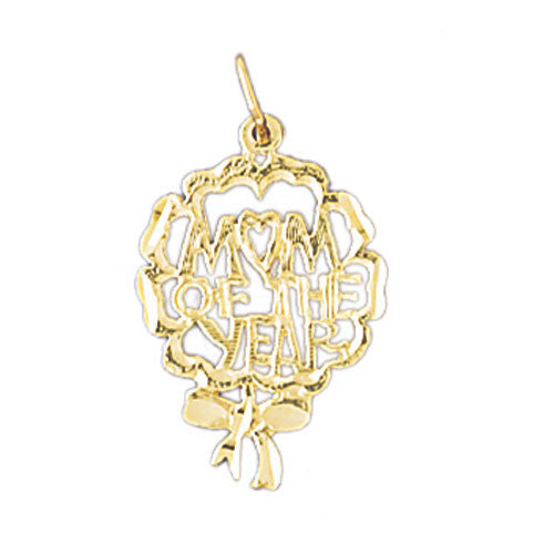 14K GOLD SAYING CHARM - MOM OF THE YEAR #9836