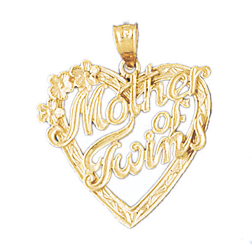 14K GOLD SAYING CHARM - MOTHER OF TWINS #9826