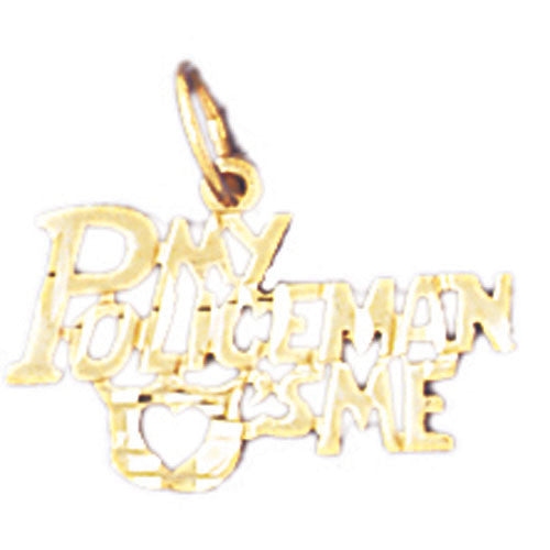 14K GOLD SAYING CHARM - MY POLICEMAN LOVE'S ME #10935