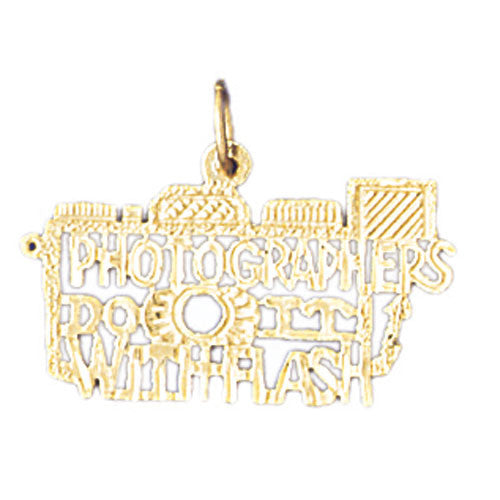 14K GOLD SAYING CHARM - PHOTOGRAPHERS DO IT WITH FLASH #10627