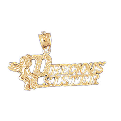 14K GOLD SAYING CHARM - PRECIOUS SISTER #9948