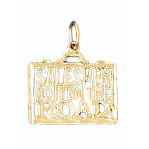 14K GOLD SAYING CHARM - SALESMEN DO IT ON THE ROAD #10616