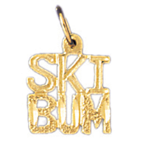 14K GOLD SAYING CHARM - SKI BUM #10863