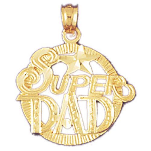 14K GOLD SAYING CHARM - SUPER DAD #9865