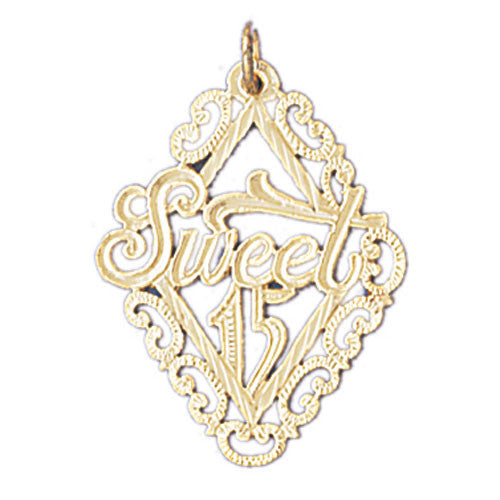 14K GOLD SAYING CHARM - SWEET 15 #10317