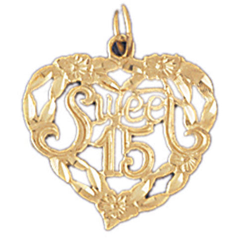 14K GOLD SAYING CHARM - SWEET 15 #10327
