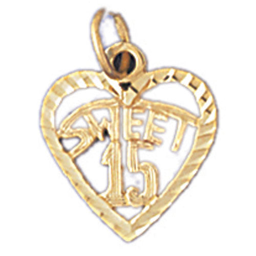 14K GOLD SAYING CHARM - SWEET 15 #10331