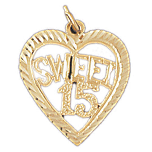 14K GOLD SAYING CHARM - SWEET 15 #10335