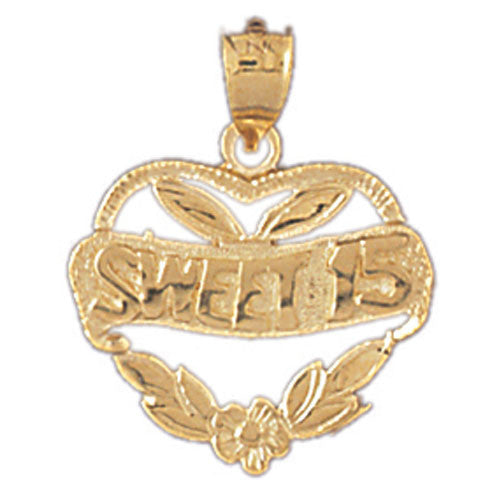 14K GOLD SAYING CHARM - SWEET 15 #10346