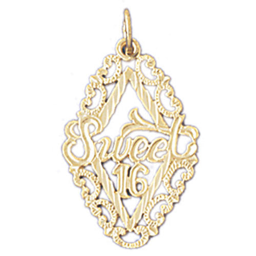 14K GOLD SAYING CHARM - SWEET 16 #10318