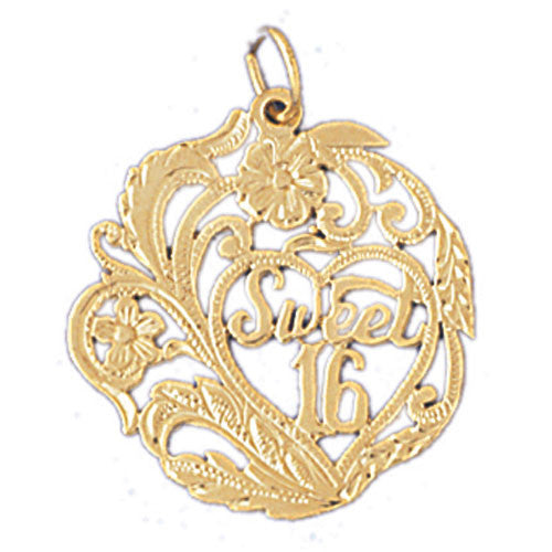 14K GOLD SAYING CHARM - SWEET 16 #10319