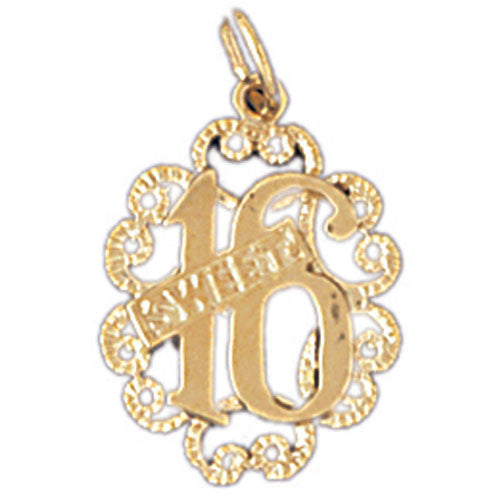 14K GOLD SAYING CHARM - SWEET 16 #10321