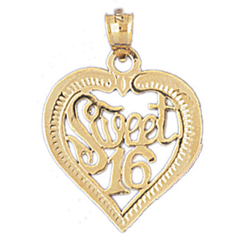 14K GOLD SAYING CHARM - SWEET 16 #10324