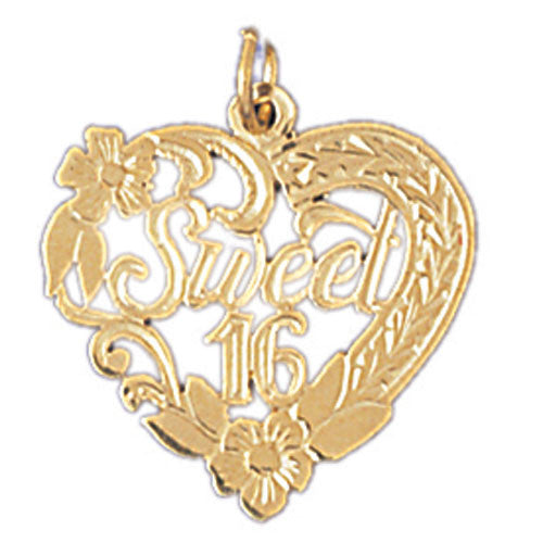 14K GOLD SAYING CHARM - SWEET 16 #10326