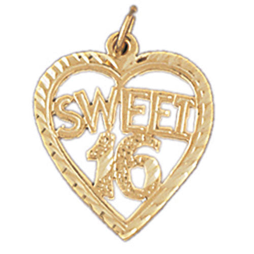 14K GOLD SAYING CHARM - SWEET 16 #10336