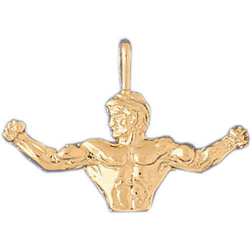 14K GOLD SPORT CHARM - BODYBUILDING #3466