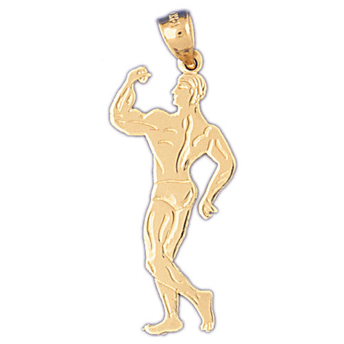 14K GOLD SPORT CHARM - BODYBUILDING #3472