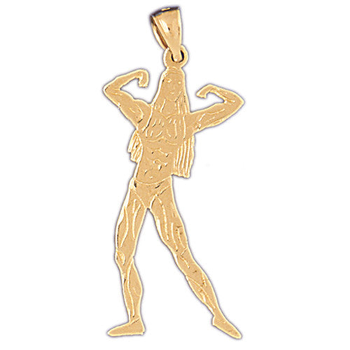 14K GOLD SPORT CHARM - BODYBUILDING #3475
