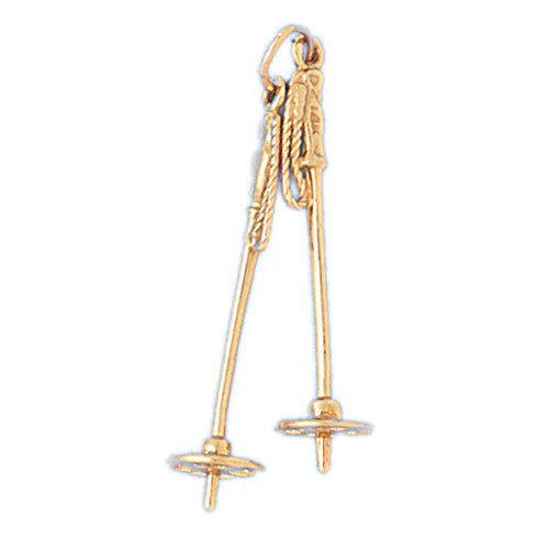 14K GOLD SPORT CHARM - SKI POLES #3568