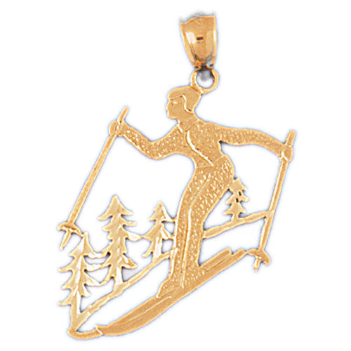 14K GOLD SPORT CHARM - SKIING #3551