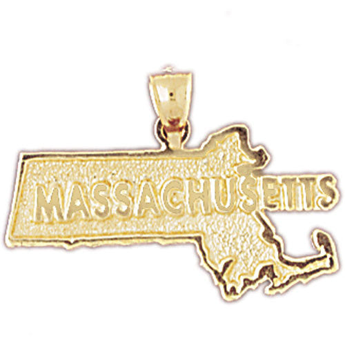 14K GOLD STATE MAP CHARM -  MASSACHUSETTS #5093